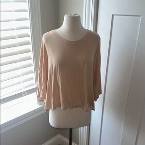 Aerie Cream Boxy Blouse with Relaxed Fit Size Small